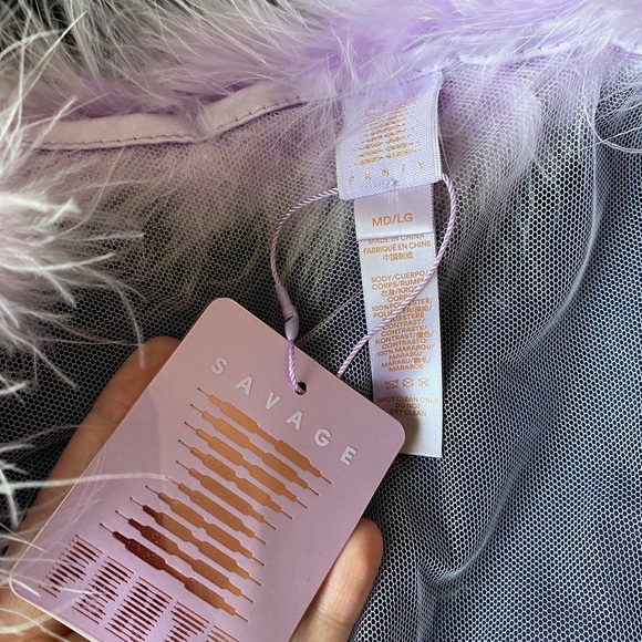 [SOLD] [NEW WITH TAG] Savage X Fenty Sheer Marabou Short feather Robe - M/L - Picture 6 of 9